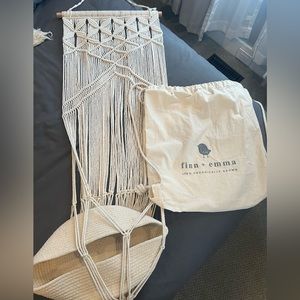 Macrame toy hanging basket